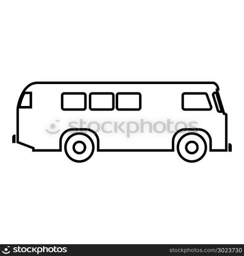Retro bus icon black color vector illustration flat style simple image