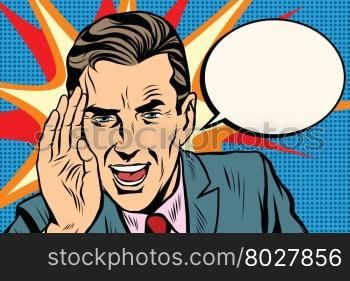 Retro businessman appeal to you pop art vector comic background. Retro advertising. Business concept. Retro businessman appeal to you comic background