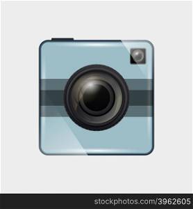 Retro camera flat design. Photo camera icon. Vector illustration.. Photo camera icon