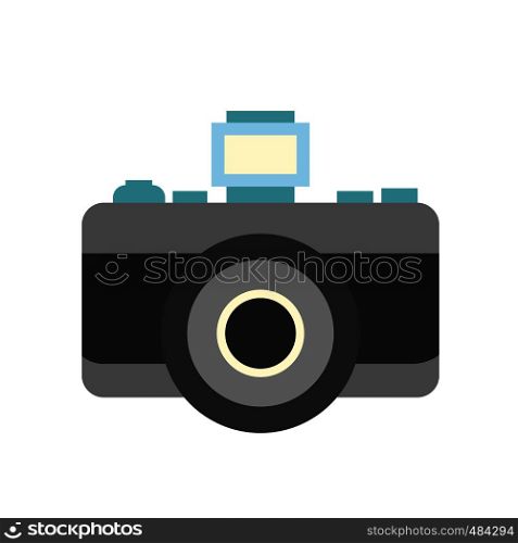 Retro Camera flat icon isolated on white background. Retro camera flat icon