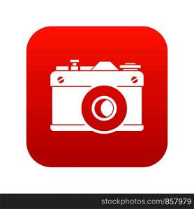 Retro camera icon digital red for any design isolated on white vector illustration. Retro camera icon digital red