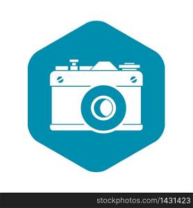 Retro camera icon in simple style on a white background vector illustration. Retro camera icon, simple style