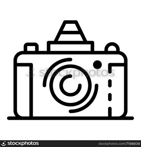 Retro camera icon. Outline retro camera vector icon for web design isolated on white background. Retro camera icon, outline style