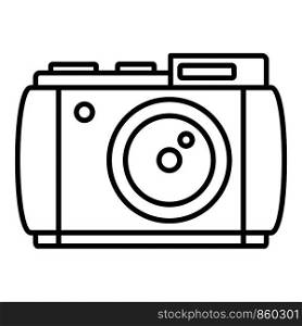 Retro camera icon. Outline retro camera vector icon for web design isolated on white background. Retro camera icon, outline style