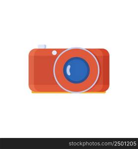 Retro camera in flat design style. Photo camera with lens for travel. Icon for photo business and design