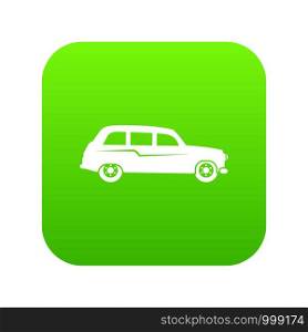 Retro car icon digital green for any design isolated on white vector illustration. Retro car icon digital green