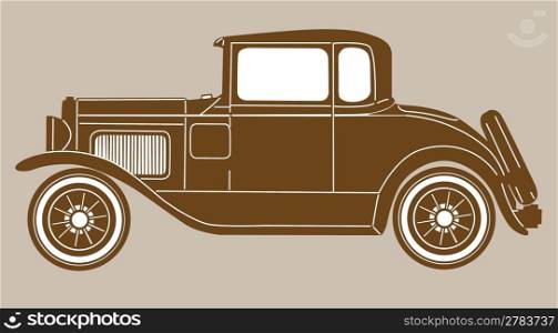 retro car on brown background, vector illustration