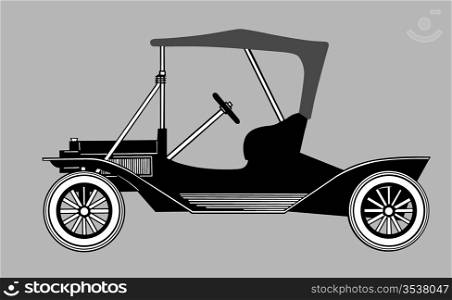 retro car silhouette on gray background, vector illustration