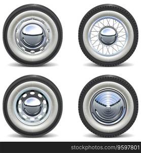 Retro car wheels vector image