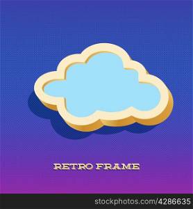 Retro card with cloud sign as text frame