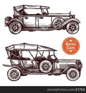 Retro cars hand drawn decorative icons set isolated vector illustration. Retro Cars Set