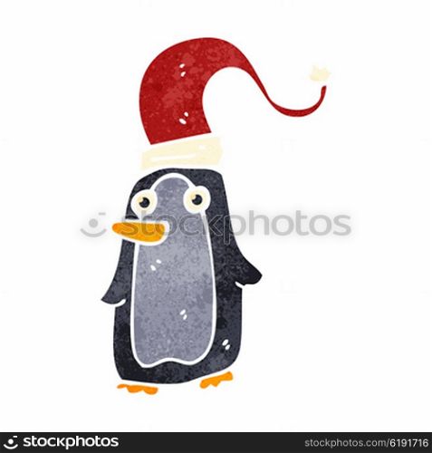 retro cartoon christmas penguin
