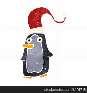 retro cartoon christmas penguin