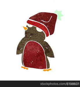 retro cartoon christmas robin