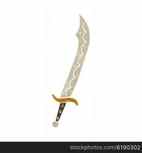 retro cartoon curved sword