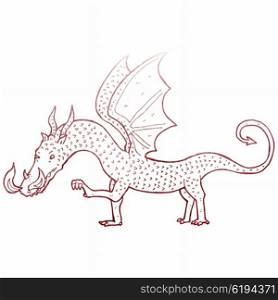 retro cartoon dragon drawing