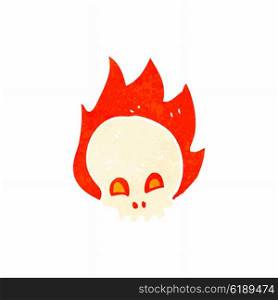 retro cartoon flaming skull