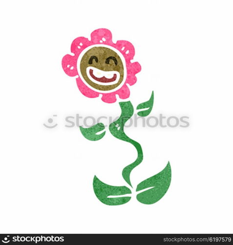 retro cartoon flower with face