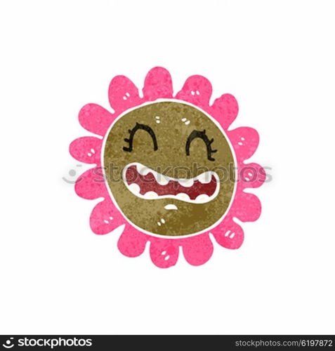 retro cartoon flower with face