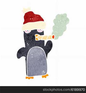 retro cartoon funny christmas penguin