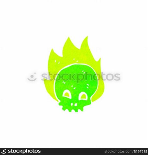 retro cartoon glowing green skull