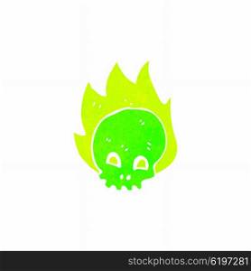 retro cartoon glowing green skull