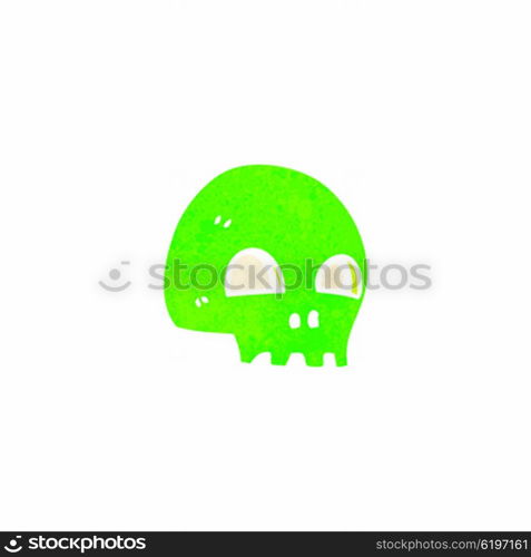 retro cartoon glowing green skull symbol