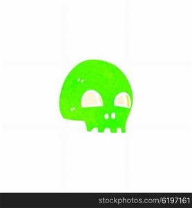 retro cartoon glowing green skull symbol