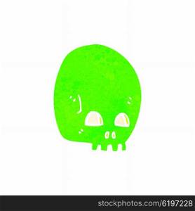 retro cartoon glowing green skull symbol