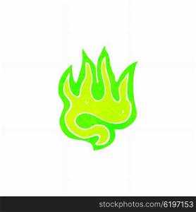 retro cartoon green fire