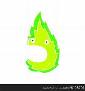 retro cartoon green fire ghost