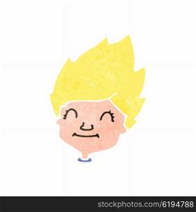 retro cartoon happy blond boy