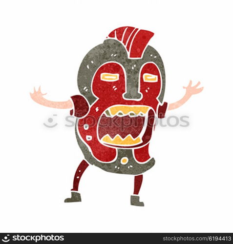 retro cartoon man in tribal mask