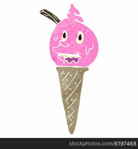 retro cartoon melting ice cream cone