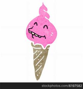 retro cartoon melting ice cream cone
