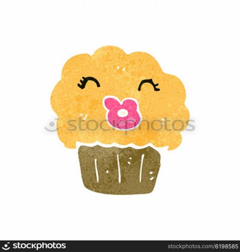 retro cartoon muffin with face