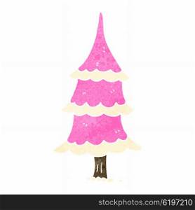 retro cartoon pink christmas tree