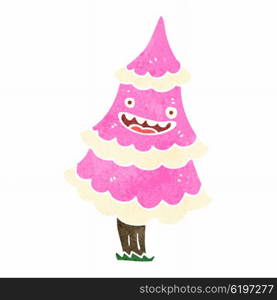 retro cartoon pink christmas tree