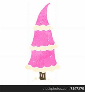 retro cartoon pink christmas tree
