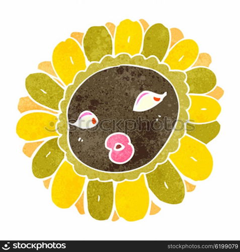 retro cartoon pretty sunflower