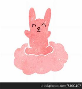 retro cartoon rabbit on cloud