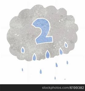 retro cartoon rain cloud with number