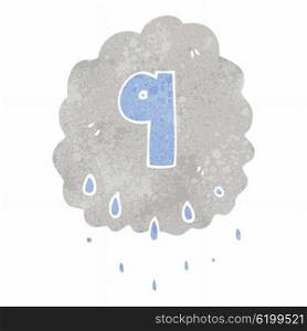 retro cartoon rain cloud with number