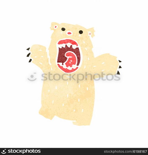 retro cartoon roaring polar bear