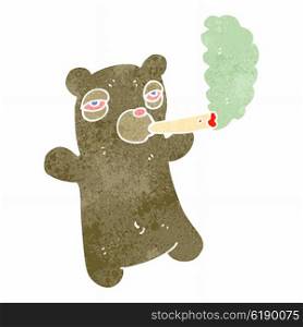 retro cartoon teddy bear smoking