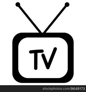 Retro cartoon tv icon, cartoon tv with antenna horns