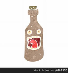 retro cartoon wine bottle character