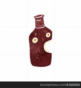 retro cartoon wine bottle character