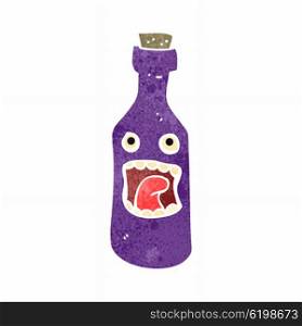 retro cartoon wine bottle with face