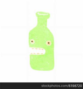 retro cartoon wine bottle with face